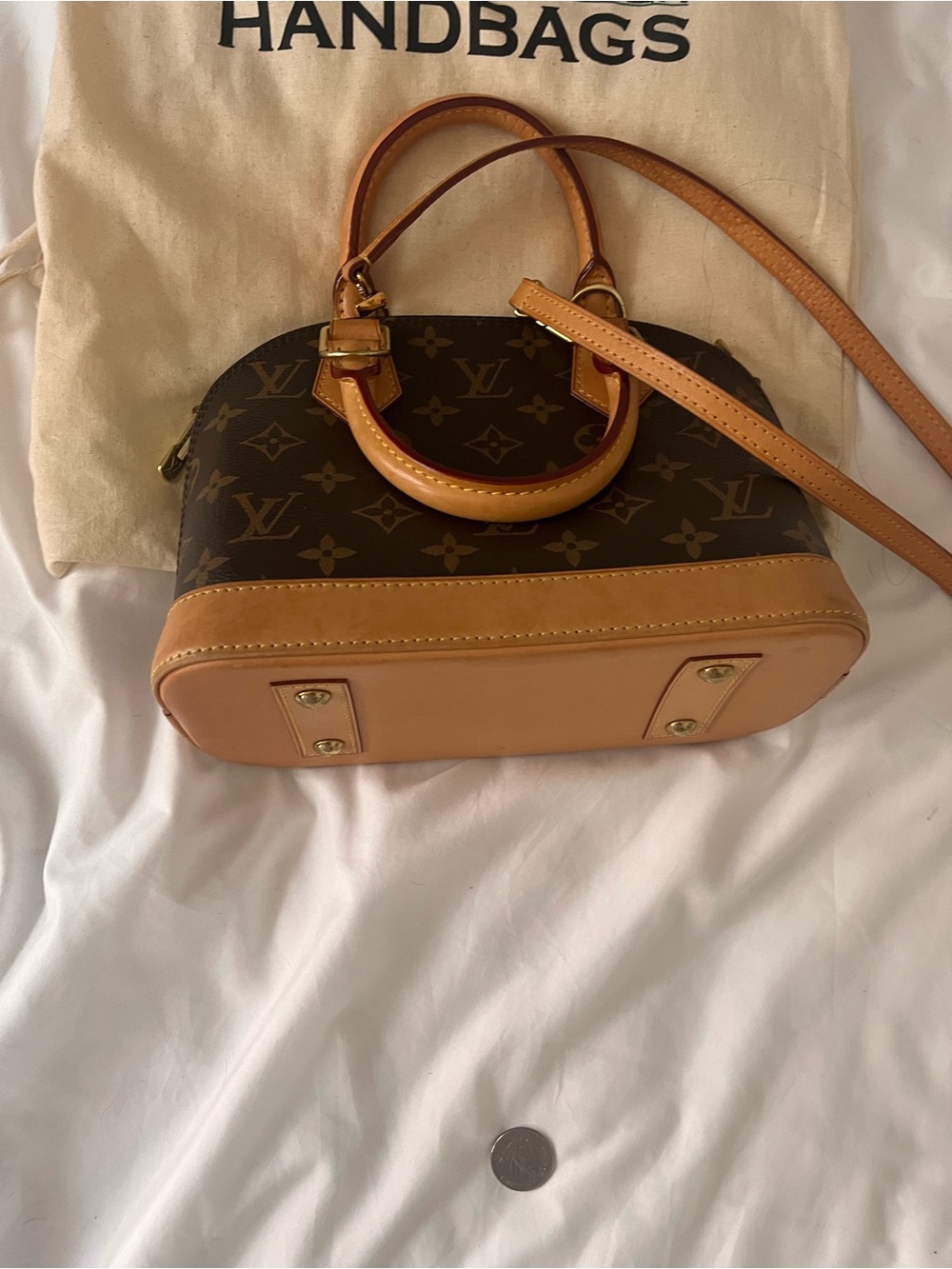 Louis Vuitton Brown Monogram Satchel with Tan Leather Trim